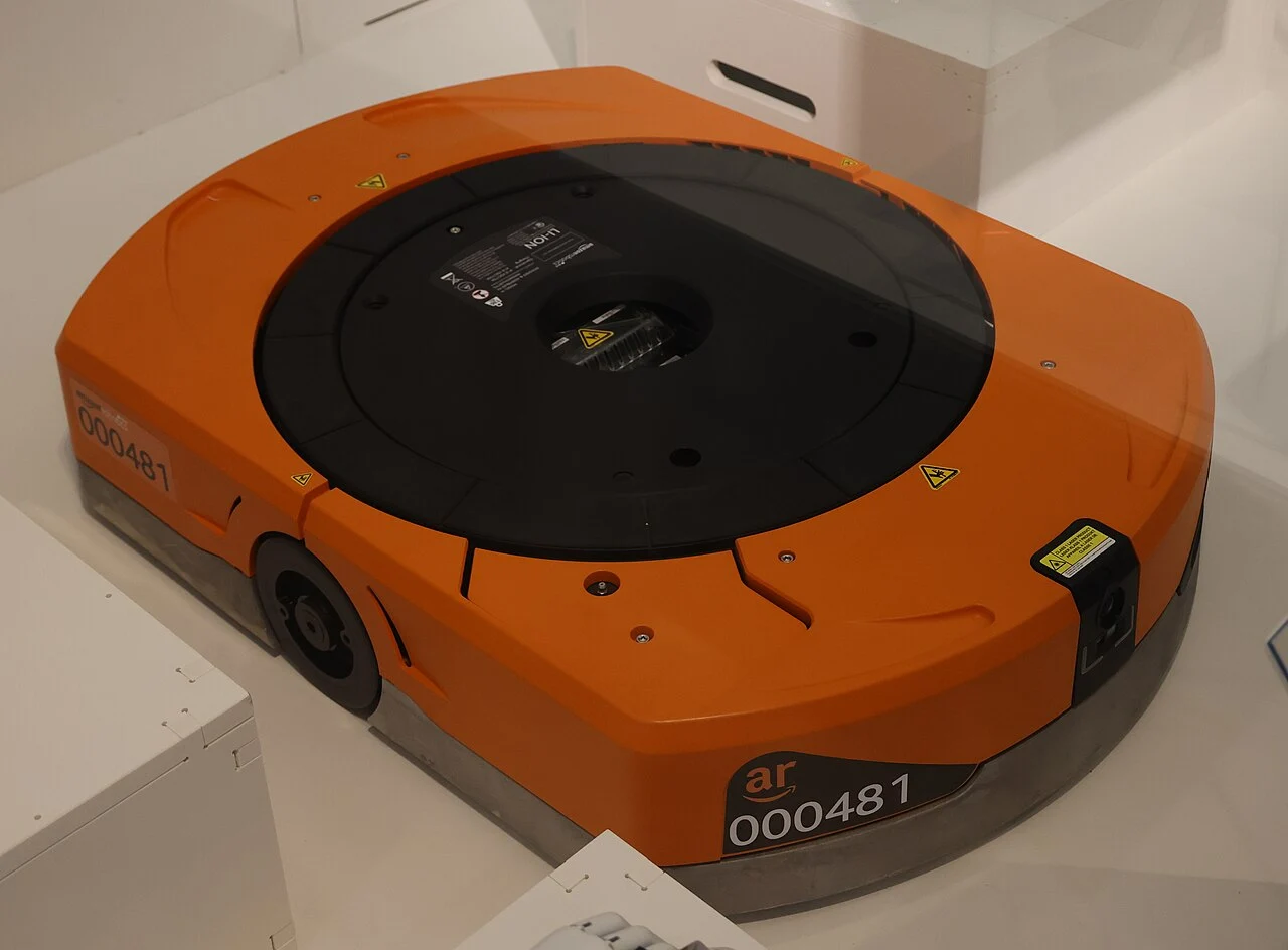 An Amazon warehouse robot photographed in 2020