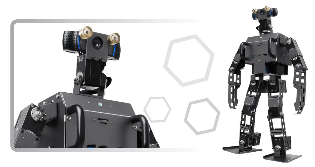 ROBOTIS OP3 compact humanoid research robot shown from front and rear